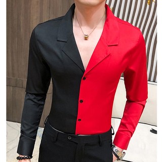 Áo sơ mi nam Sơ mi nam dài Tay cổ Vest lịch lãm tôn sáng mặt phối 2 màu chủ đạo độc lạ thu hút ánh nhìn H21