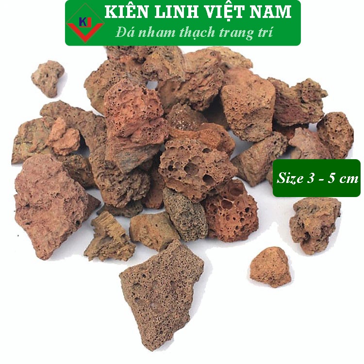 Đá Lava nham thạch rải mặt, túi 1kg, màu đỏ, dùng cho thủy sinh, bonsai, xương rồng, sen đá