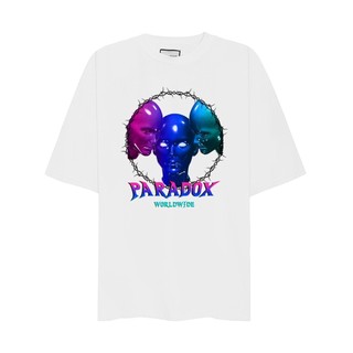 Áo thun form rộng Paradox tay lỡ - Unisex - In hình - ADJACENT - Màu trắng