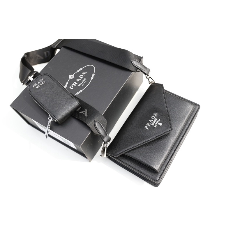 Túi đeo chéo Prada kèm ví size 19cm fullbox chất da xước fullbox