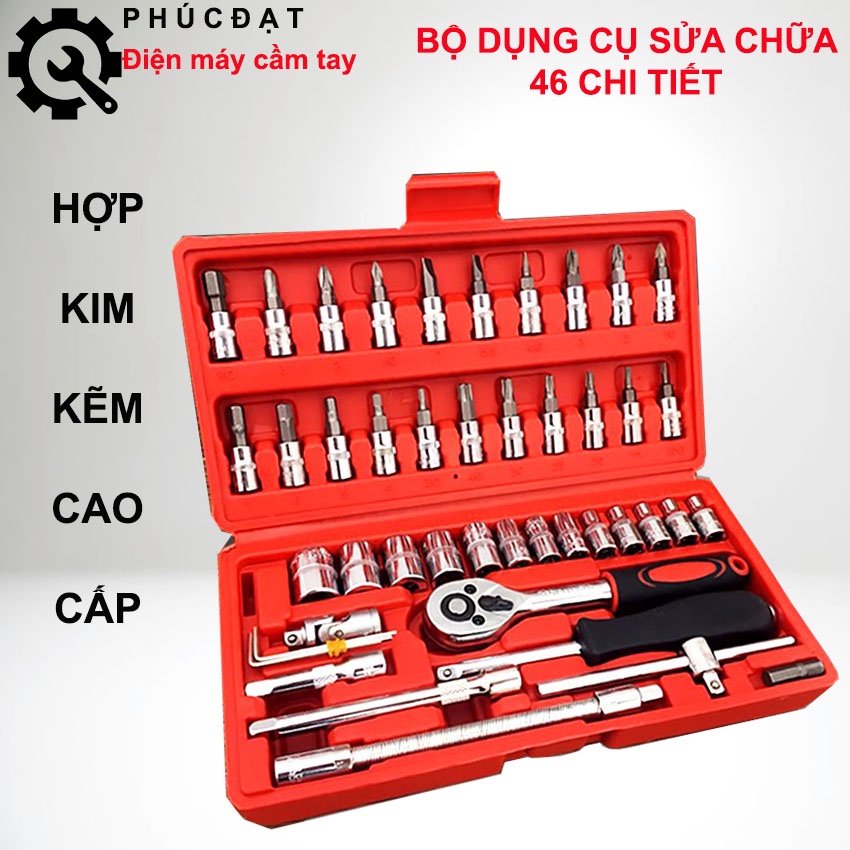 [LOẠI TỐT] Bộ dụng cụ mở bu lông ốc vít bộ dụng cụ sửa chữa ô tô xe máy bộ dụng cụ đa năng 46 chi tiết cầm tay cao cấp