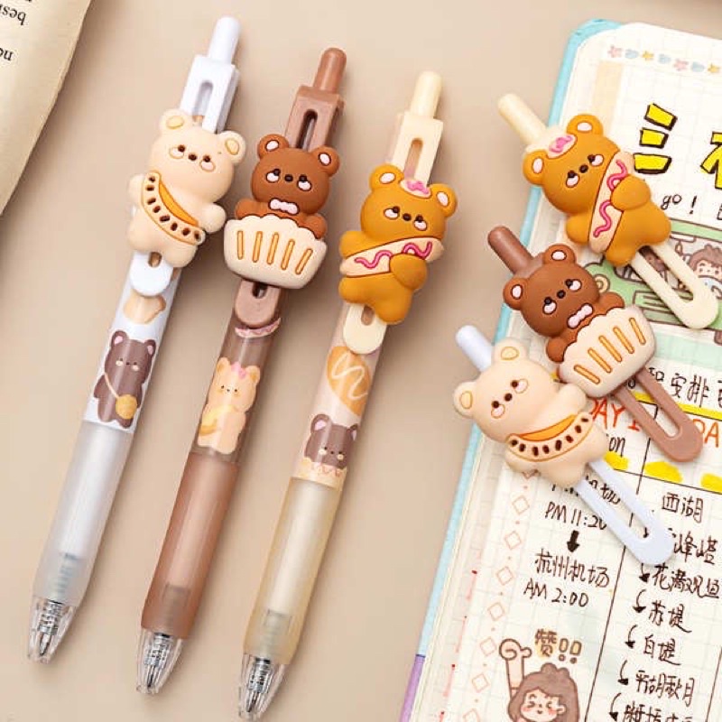 Bút Gel Nước Tag Trượt Hình Gấu Nâu Cao Cấp