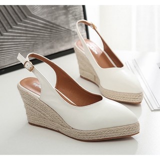 Giày cao gót đế xuồng bọc cói, gót 8cm (order size 34-39)