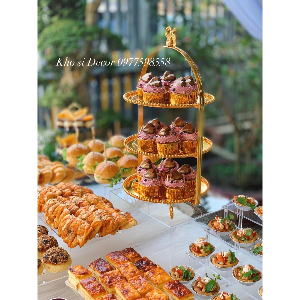 🍰 Khay Kệ Bánh Nơ 3 Tầng Đĩa Tròn  Trang Trí Tiệc, Sự Kiện, Tết 🍰