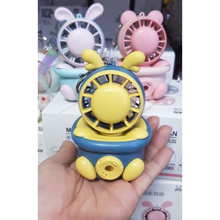 Phụ kiện móc khóa gắn quạt tích điện mini hình thỏ siêu siêu kute cho mùa hè