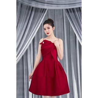 LAVIEM - Đầm đỏ 2 dây đính đá Kiera