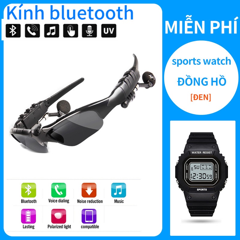 Kính mát thể thao kết nối Bluetooth kèm mic và phụ kiện【Tặng đồng hồ Casio】