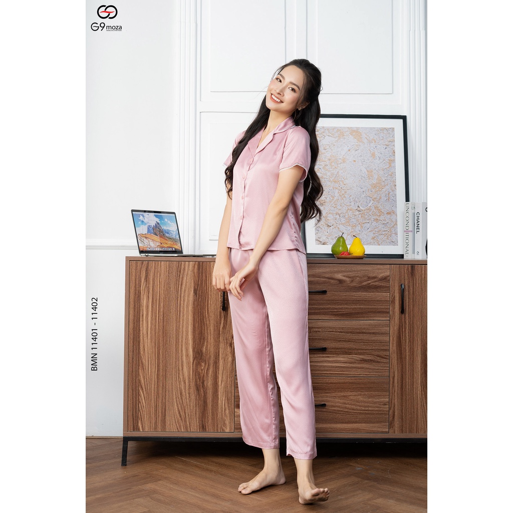 Bộ pijama lụa G9moza 11401-11402 chất mềm mịn mát