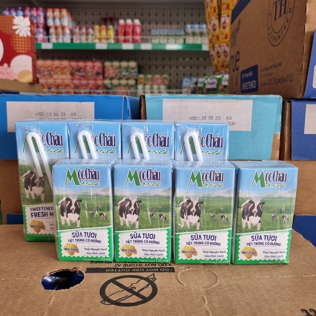 Sữa tươi Mộc Châu nguyên chất -  hương dừa lốc 4 hộp