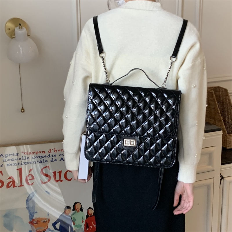 Mischa Ba Lô Da PU Hình Vuông Màu Trơn Phong Cách Phương Tây Dễ Phối Đồ