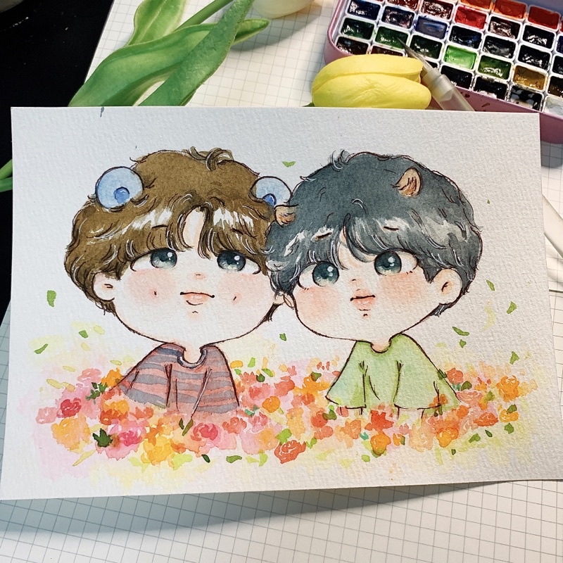 Tranh in hình OTP NamJin ✨💗🐹🐨