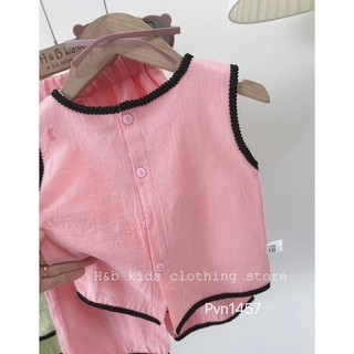 Set bộ viền ren nút lưng cho bé gái