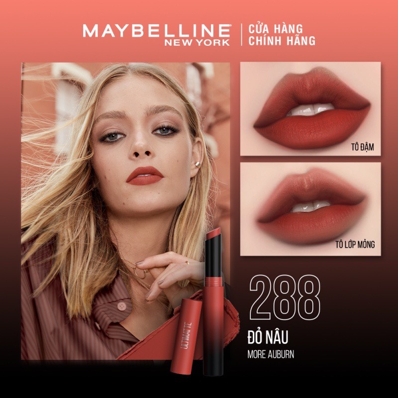 [MAYBELLINE NEW YORK] Son Lì Mịn Môi Siêu Nhẹ Cao Cấp Color Sensational Ultimatte 1.7g