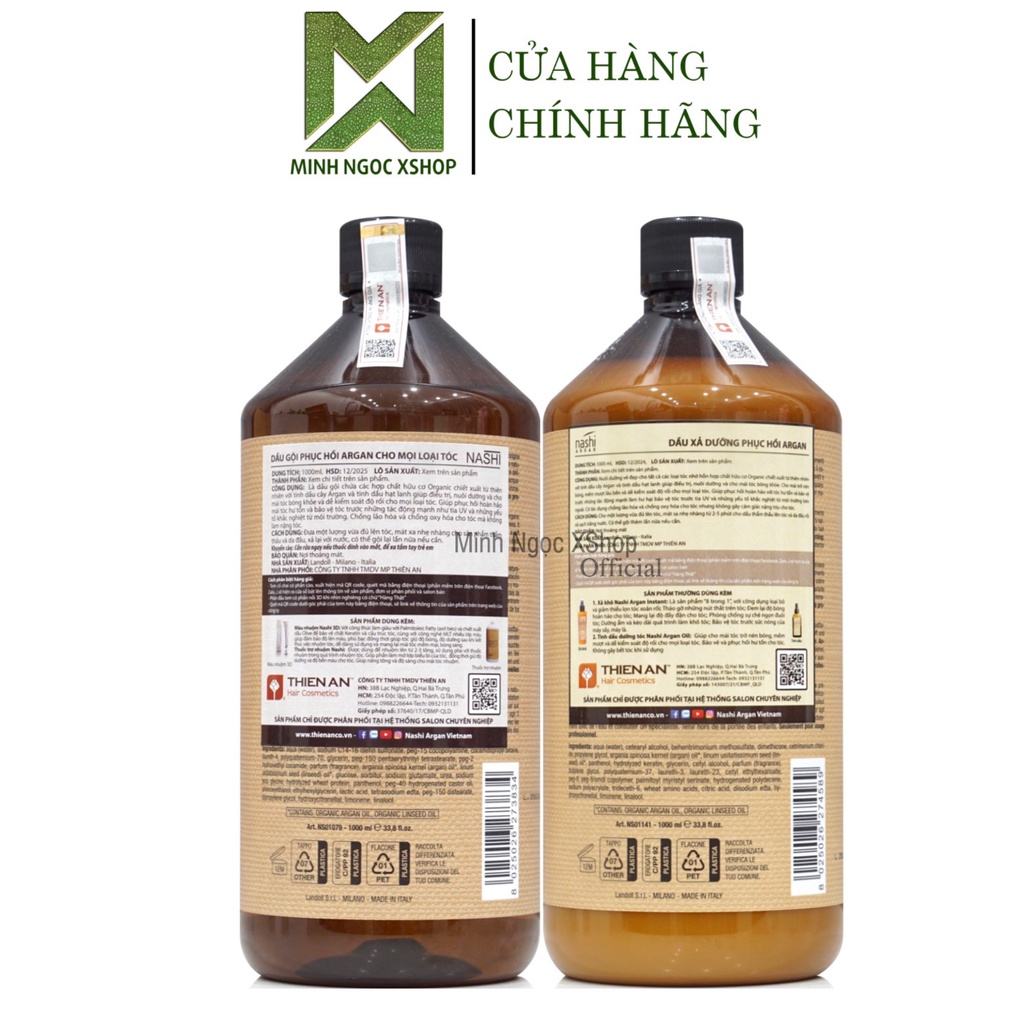 Dầu gội xả phục hồi cho mọi loại tóc Nashi Argan 1000ML chính hãng