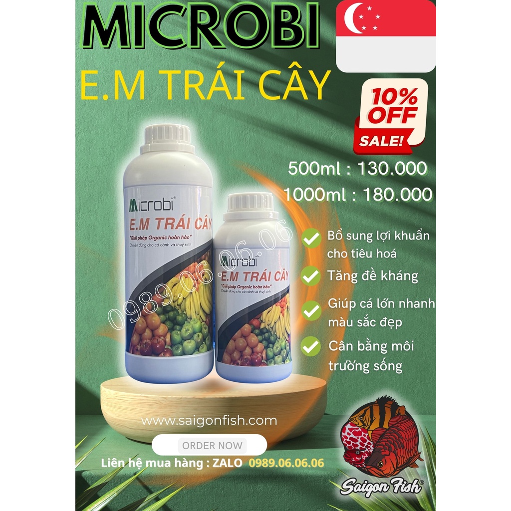 Vi sinh Microbi E.M Trái Cây - Bổ sung Vitamin, tăng cường hệ miễn dịch cho cá 500ML-1000ML