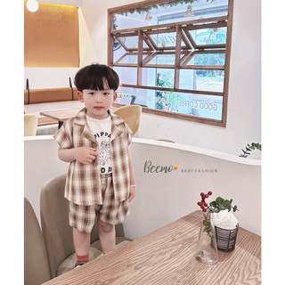Bộ Vét Thô kẻ Cao Cấp Bé Trai
