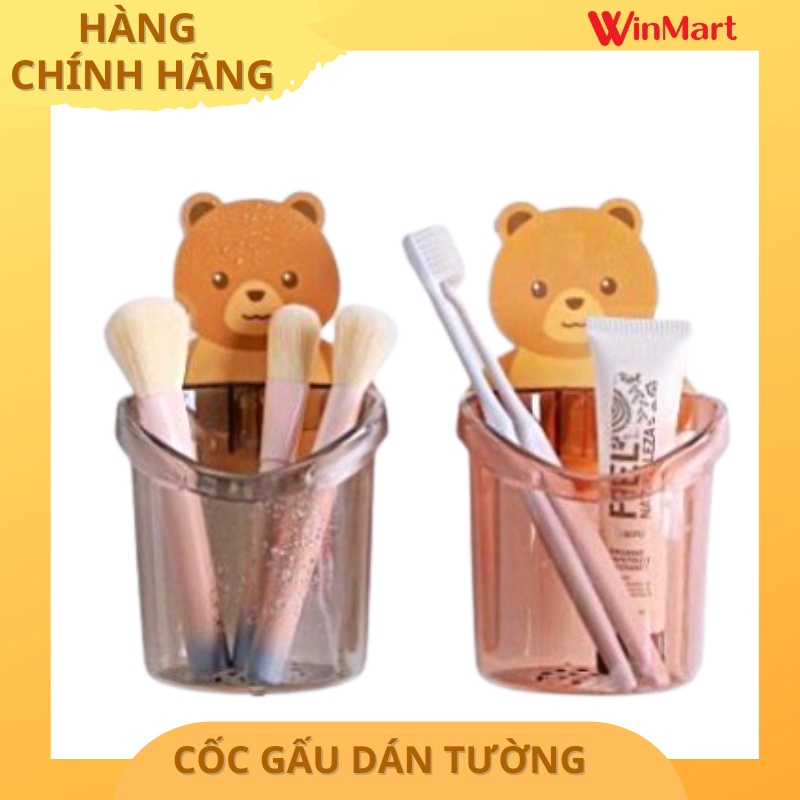TẶNG Cốc gấu dán tường đựng bàn chải, cốc hình gấu brown dễ thương để đồ đa năng nhà tắm tiện lợi  A14