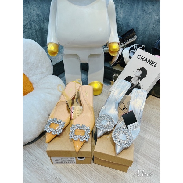 Sandal cao gót zara đá vuông 5p fullbox