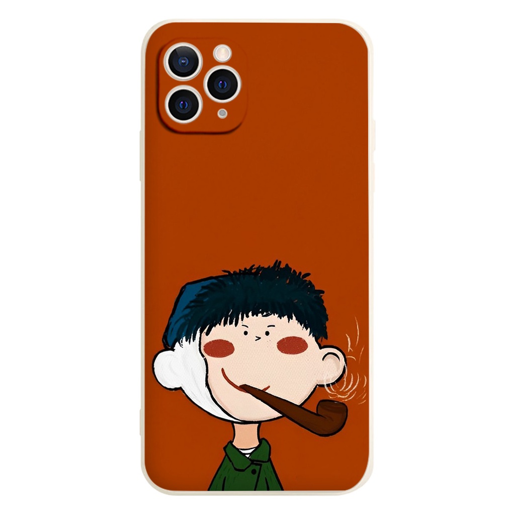 Ốp lưng iphone Cậu bé đầu to nền đỏ xinh xắn 14 Pro max 6 7 Plus 8 Plus 11 11 Promax X Xs max 12 Pro 13 14 Se e5345