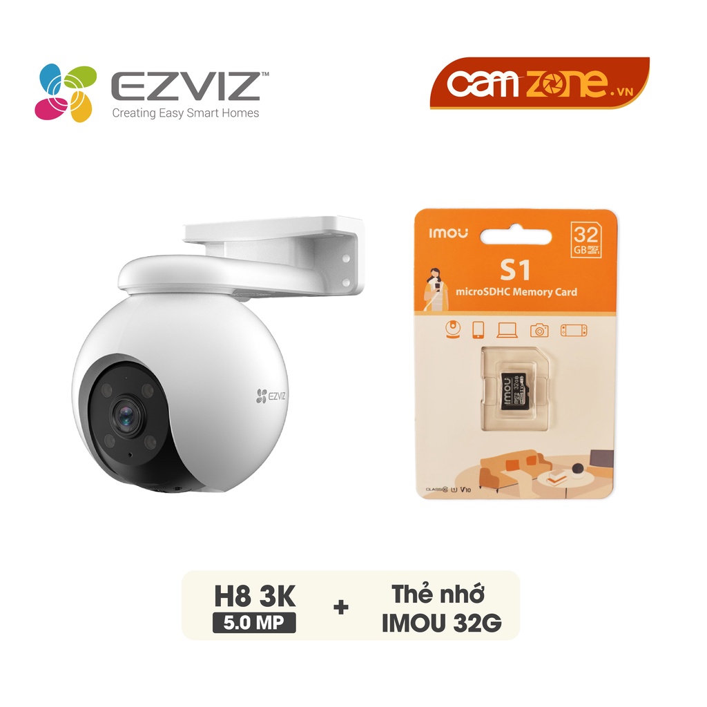 Camera Wifi Ngoài Trời EZVIZ H8 Pro 3K 5MP - Tầm Nhìn Rộng 360 Độ, Đàm thoại 2 Chiều,Màu Ban Đêm, Đèn Còi Báo Động | BigBuy360 - bigbuy360.vn