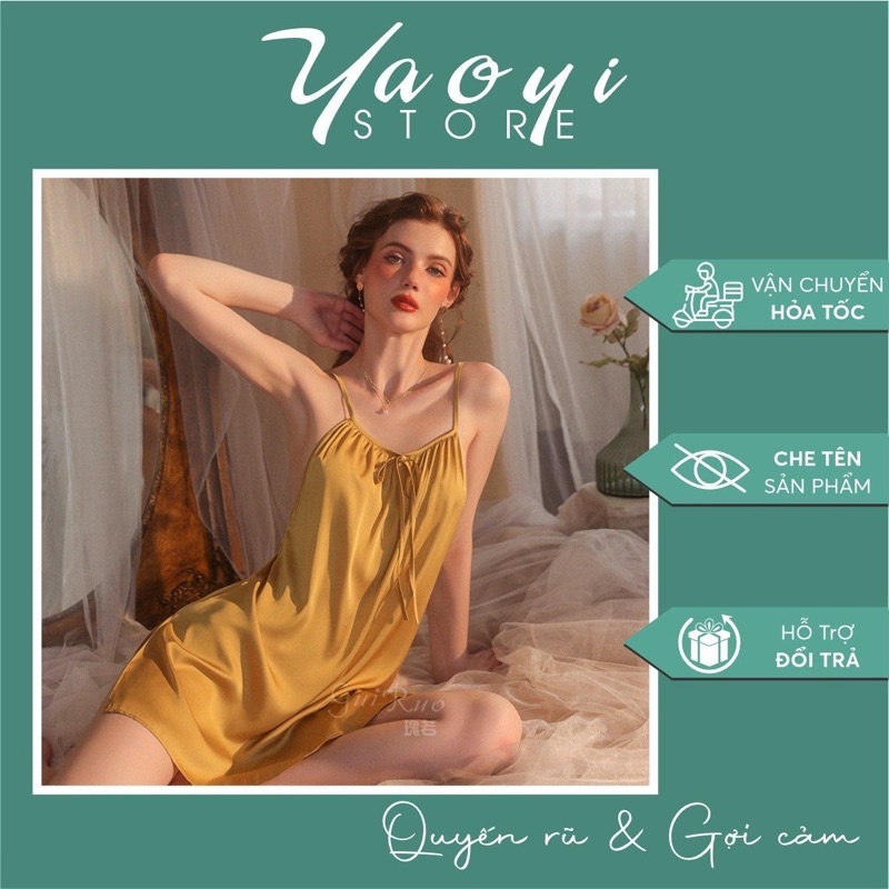 Váy ngủ lụa 2 dây quyến rũ gợi cảm sexy đẹp bộ ngủ lụa đẹp