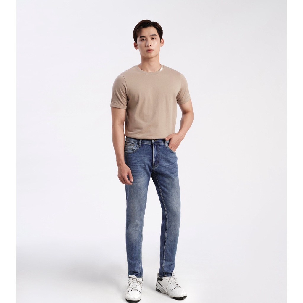 Quần jean nam MENFIT Slim fit xanh cao cấp chất denim co giãn nhẹ 2 chiều, chuẩn form, thời trang