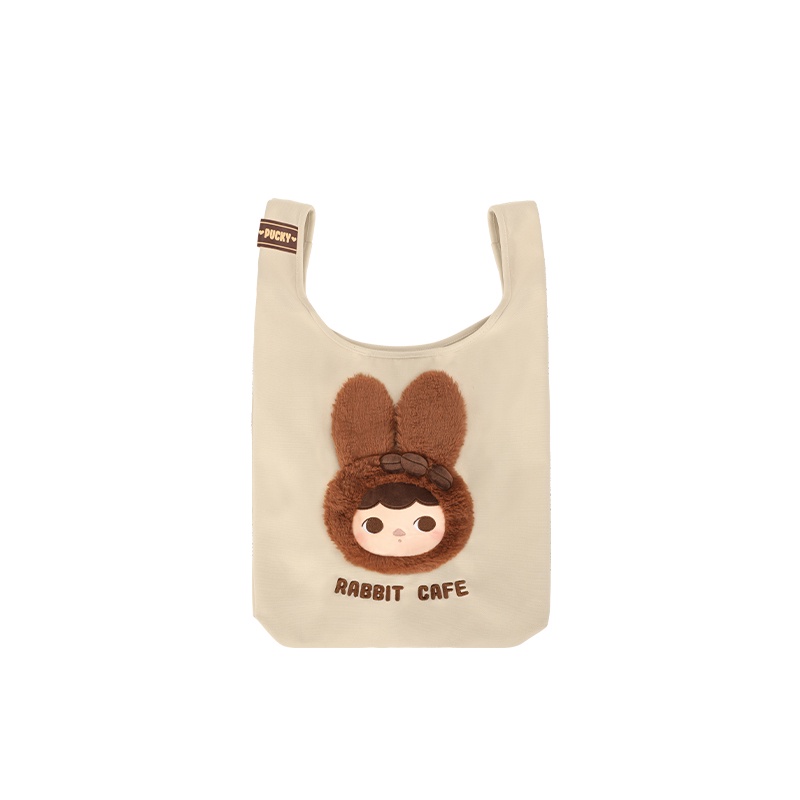 POP MART PUCKY Rabbit Cafe Series - Shoulder Bag Túi Xách Đeo Vai In Hình Chú Thỏ Ngộ Nghĩnh Đáng Yêu