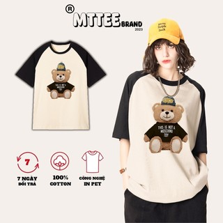 Áo Phông áo thun raglan gấu bông MTTee Brand cotton 100% 240gsm dày dặn basic form rộng oversize 43 MTTee