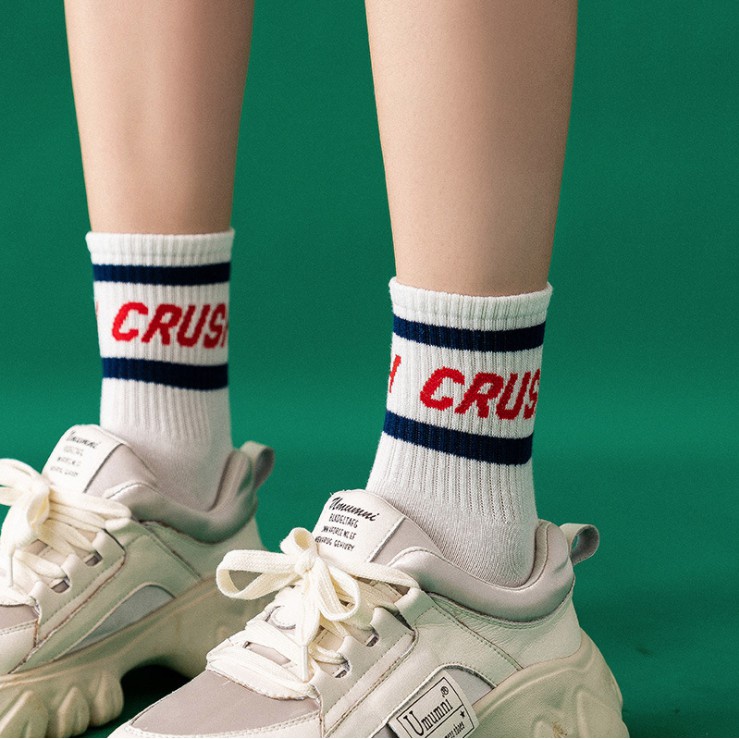 Tất Vớ Nam Nữ Cổ Trung Crush Chất Mỏng Mát  Phong Cách Cá Tính Phối Giày Sneaker Cực Chất