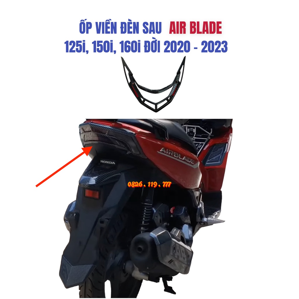 Ốp Viền Đèn Sau Xe AirBlade 2022 - 2023  - Carbon / Xi Mạ Crom