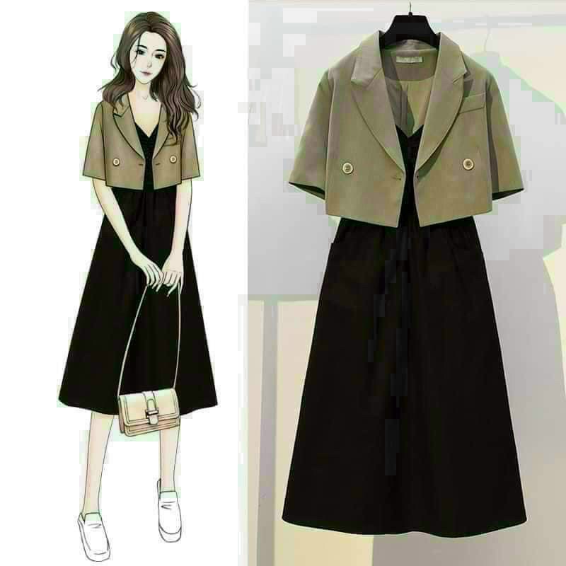 (HCM) SET ĐẦM KÈM ÁO VEST SIÊU XINH , THỜI TRANG THIẾT KẾ SANG TRỌNG , SÀNH ĐIỆU CHO CÁC CÔ NƯƠNG (02)
