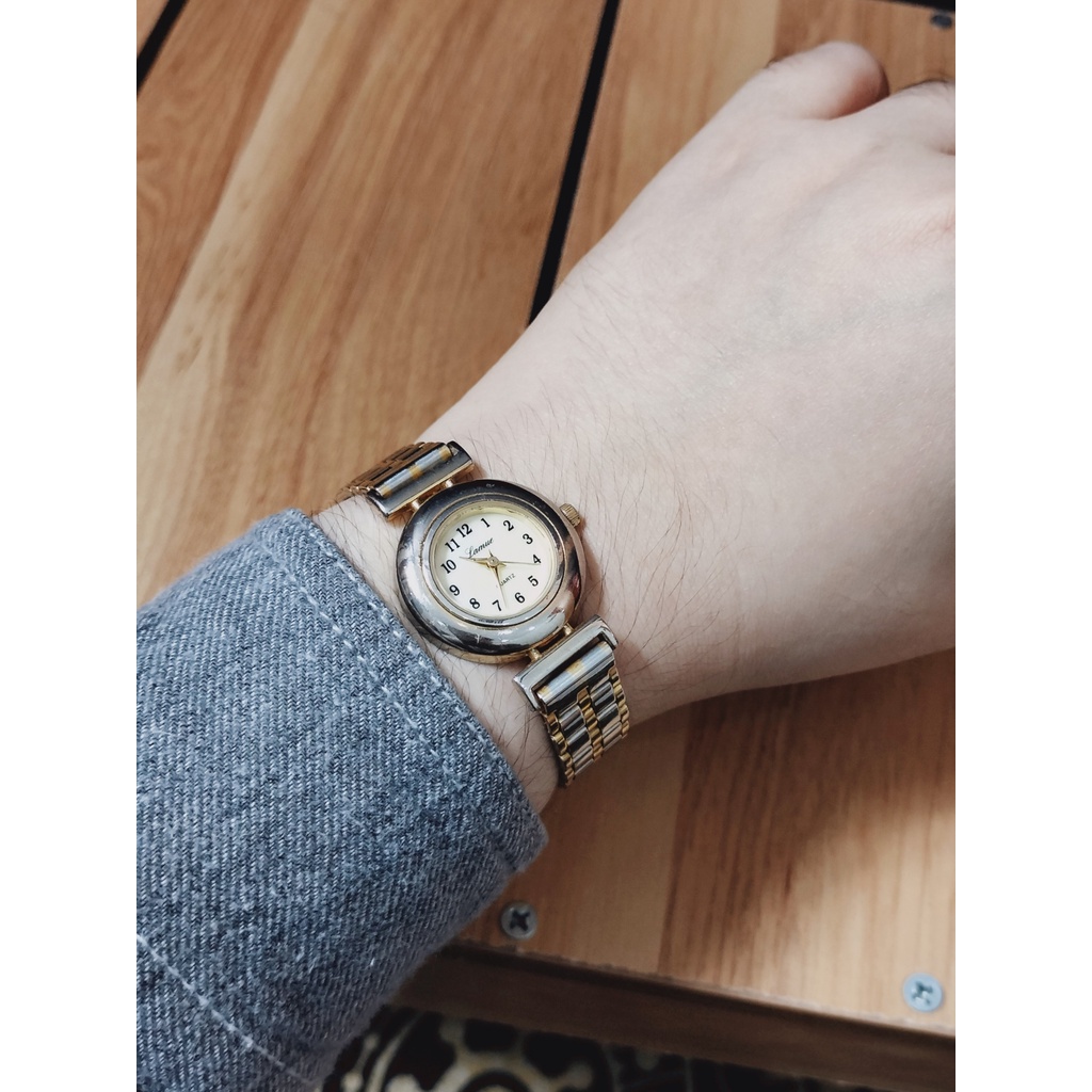 Đồng hồ nữ Lamue hàng si Nhật dây demi mặt tròn