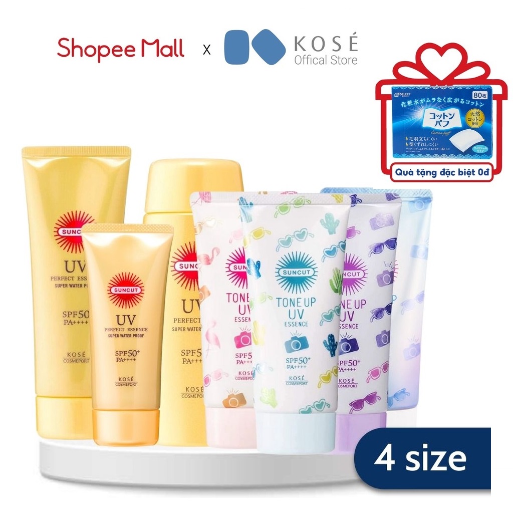 Kem Chống Nắng, Chống Nước Và Nâng Tone Kose Suncut Nhật Bản Bảo Vệ Da Khỏi Tia UV, Bụi Mịn SPF50+ PA++++ 100g, 80g, 60g