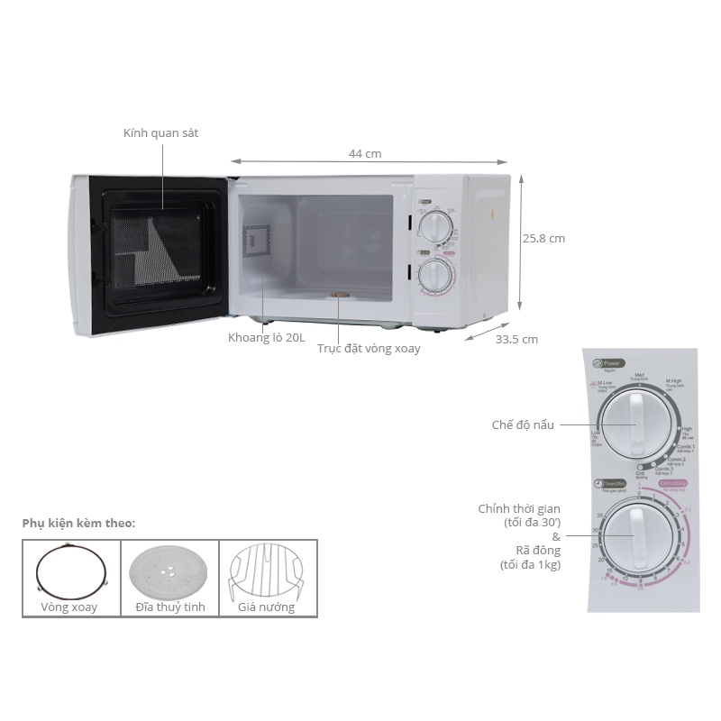 Lò vi sóng Sanyo EM-G2088V(VE3) 20 lít
