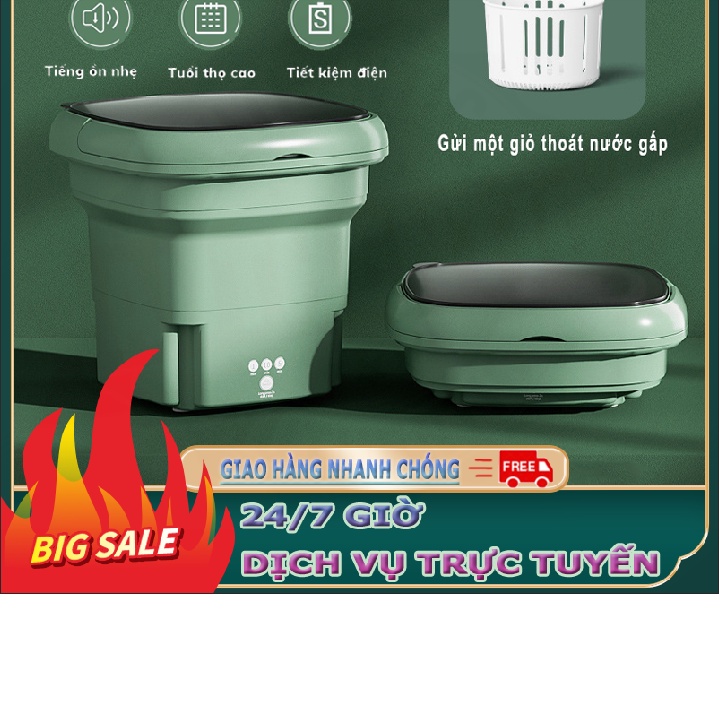(Sale sốc) Máy Giặt Mini Cho Bé Máy Giặt Đồ Mini Gấp Gọn Di Động Vắt Khô Khử Khuẩn Bằng Ánh Sáng Xanh Đèn Rọi