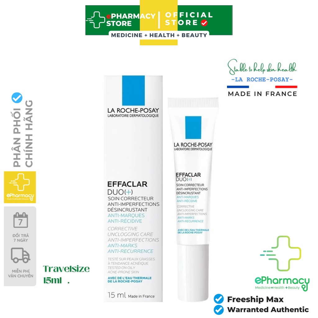 La Roche Posay Duo+ 15mL - Kem giảm mụn LA ROCHE POSAY EFFACLAR DUO+ [minizise]