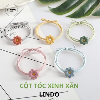 Dây cột tóc xinh xắn lindo - dây buộc tóc thời trang nữ phong cách hàn quốc, cột tóc hoa cúc, trái tim, hình nơ