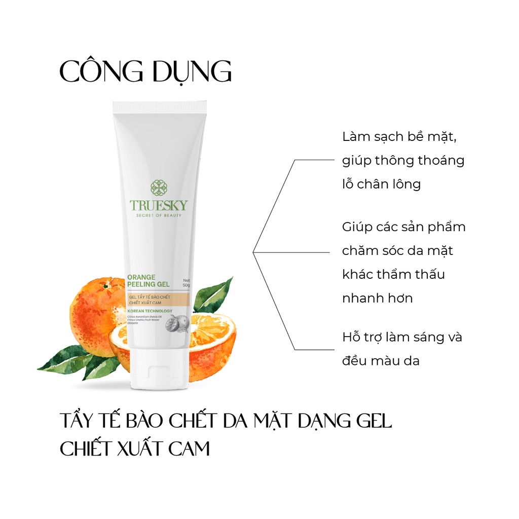 Tẩy tế bào chết da mặt Truesky Orange Peeling Gel dạng gel chiết xuất cam 50g - Truesky Việt Nam