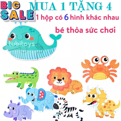 Đồ Chơi Xếp Hình 4-6 Miếng Ghép Gỗ Theo Chủ Đề Có Hộp Sắt Đựng, Giúp Bé Sáng Tạo Hơn- Có nam châm kèm học liệu