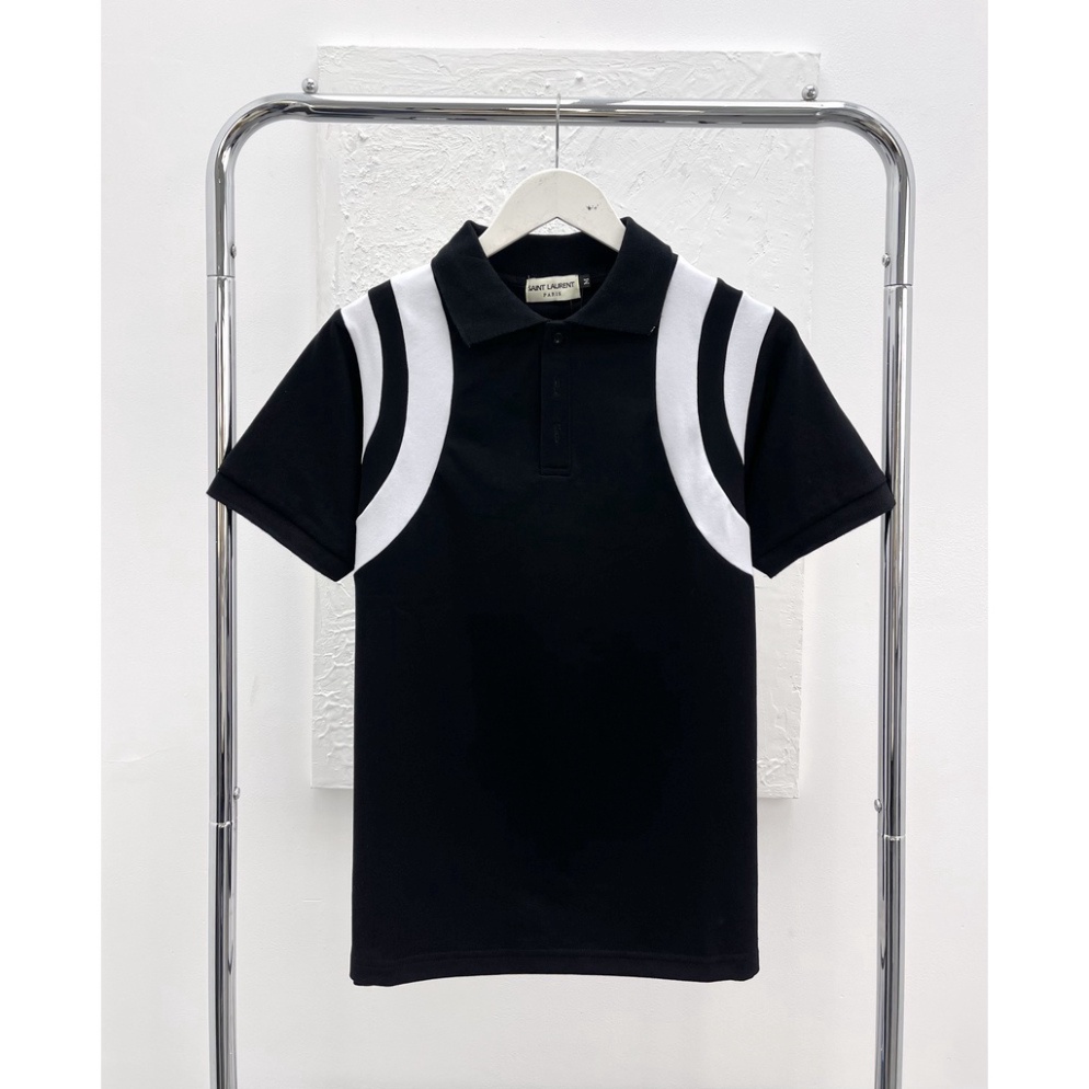 Áo Polo Sain Laurent Teddy Phối Vai Vải Cá Sấu Cotton 100% The.Laz