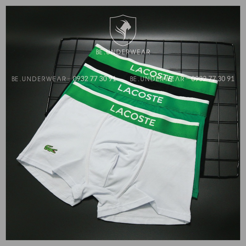 Combo 3 quần sịp nam boxer full box Be Underwear màu trắng, xanh lá, đen BLA1CB