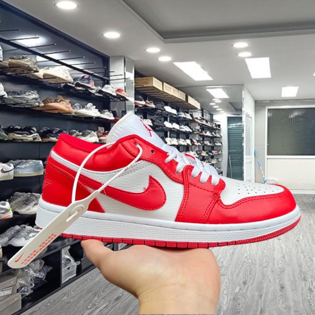 Giày thể thao Sneaker nam nữ Jordan 1 Low trắng đỏ cực hot, JD 1 Low Gym Red White Cổ Thấp Full BOX+BILL - Yabi_boutique
