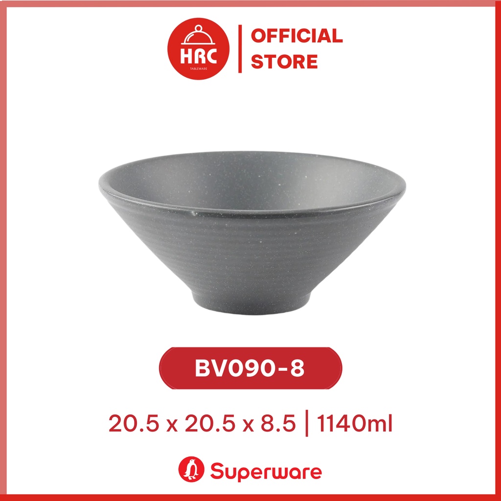 Bộ chén bát ăn cơm nhựa Melamine xinh xắn cao cấp bền nhẹ chính hãng Srithai Superware màu xám nhám