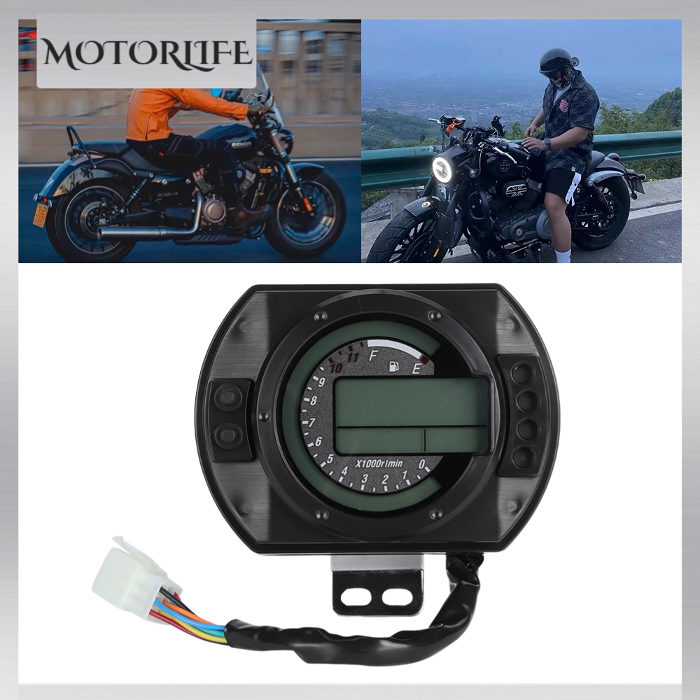 Motorlife DC12V 0-199Km/h (Dặm) LCD Kỹ Thuật Số Đa Năng Đồng Hồ Đo Tốc Độ Máy Xe Tái Trang Bị