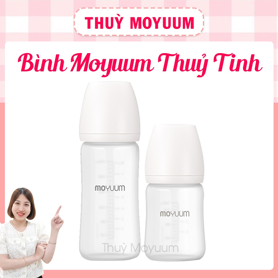 Bình sữa Moyuum Thuỷ tinh tráng Silicon 150ml/240ml Hàn quốc chính hãng