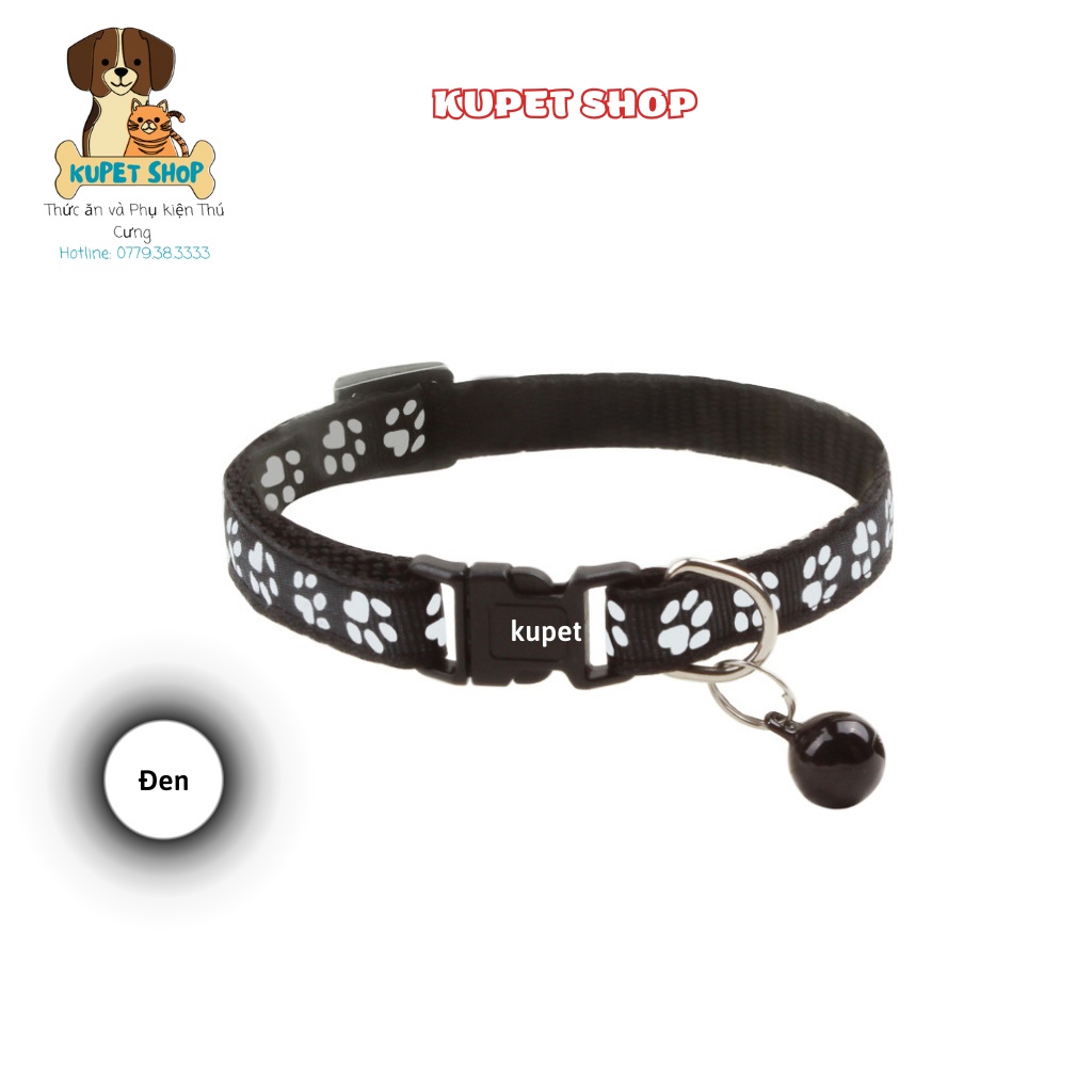 Vòng Cổ Cho Chó Mèo Chuông Bấm In Hình Dấu Chân - KUPETSHOP