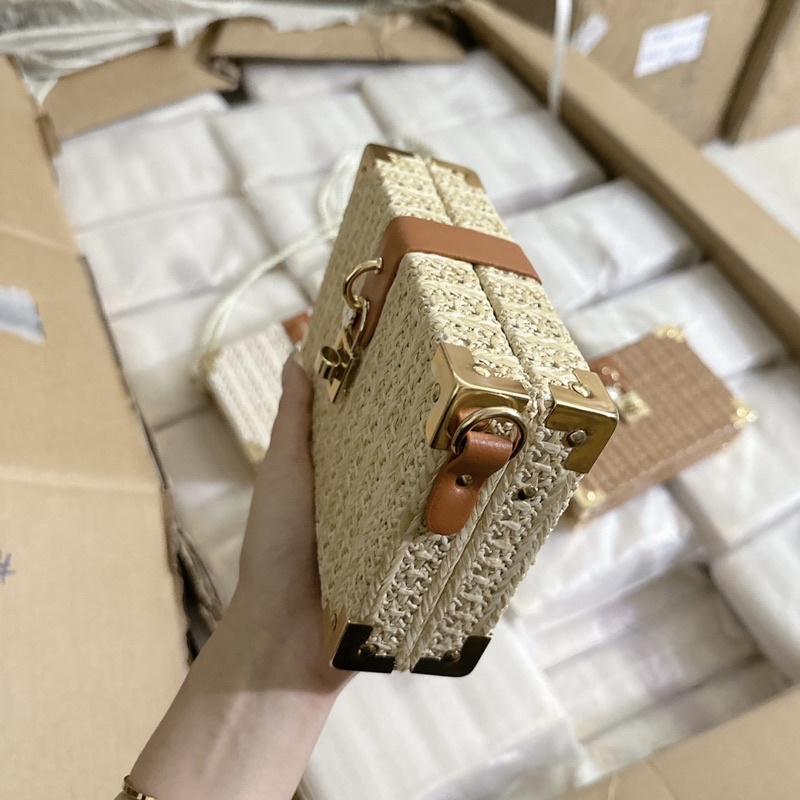MT065 Túi cói vintage dáng cốp chữ nhật size 20cm