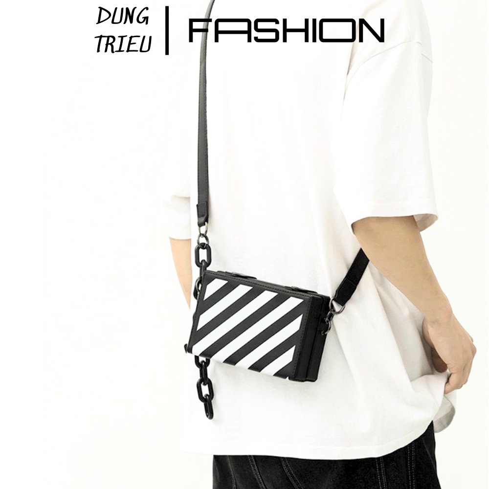 Túi Crossbody Phối Dây Xích Thiết Kế Sang Trọng Cá Tính Thời Trang Nam Nữ