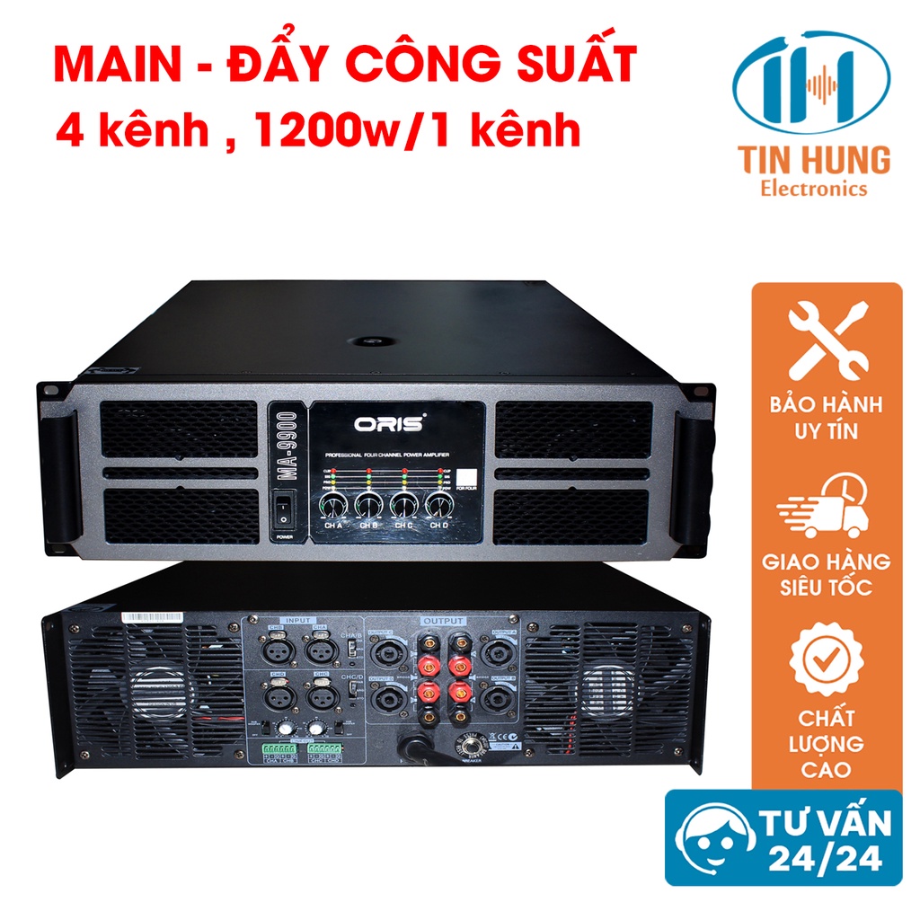 Main công suất khủng 4 kênh mỗi kênh 1200W ORIS MA-9900, cục đẩy công suất chất lượng cao- ORIS Professional
