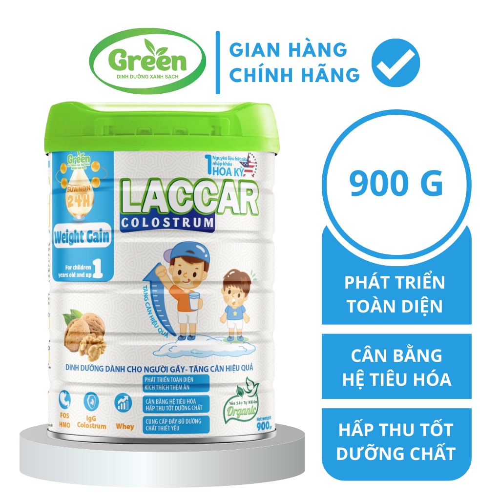 Sữa tăng cân cho người gầy Green Milk Laccar Colostrum Weight Gain 900gr Date 2025